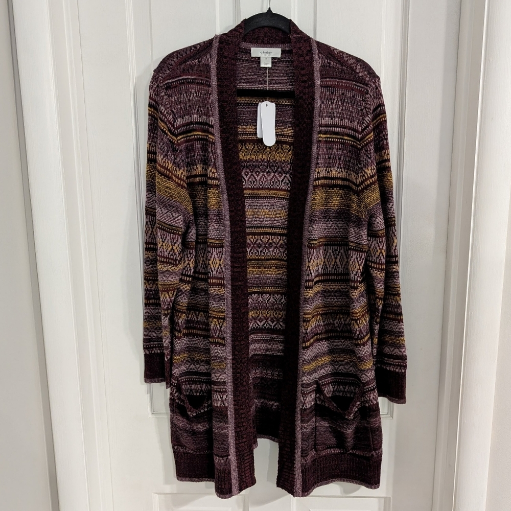 CJ Banks Womens Cardigan Sweater SIZE 1X Boho Hippie Southwestern Open Front‎